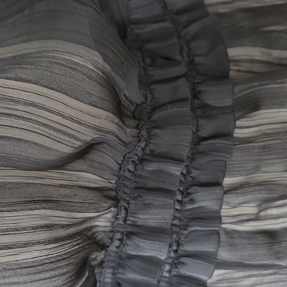 VINTAGE CHIC SPIEGEL SHEER BLACK STRIPED RUFFLE PEASANT PEPLUM BLOUSE 8 - Picture 4 of 13